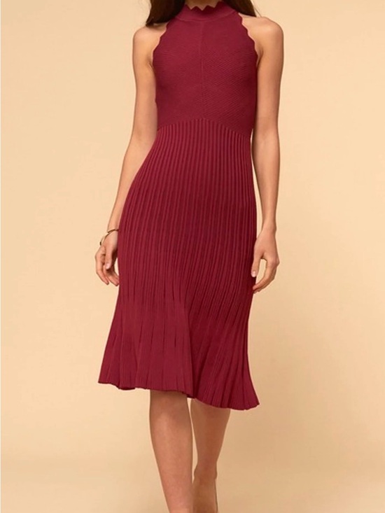 Adelyn Rae Dresses & Skirts - Adelyn Rae Open Back Halter Neck Scallop Edge 'FREYA SWEATER' Dress
